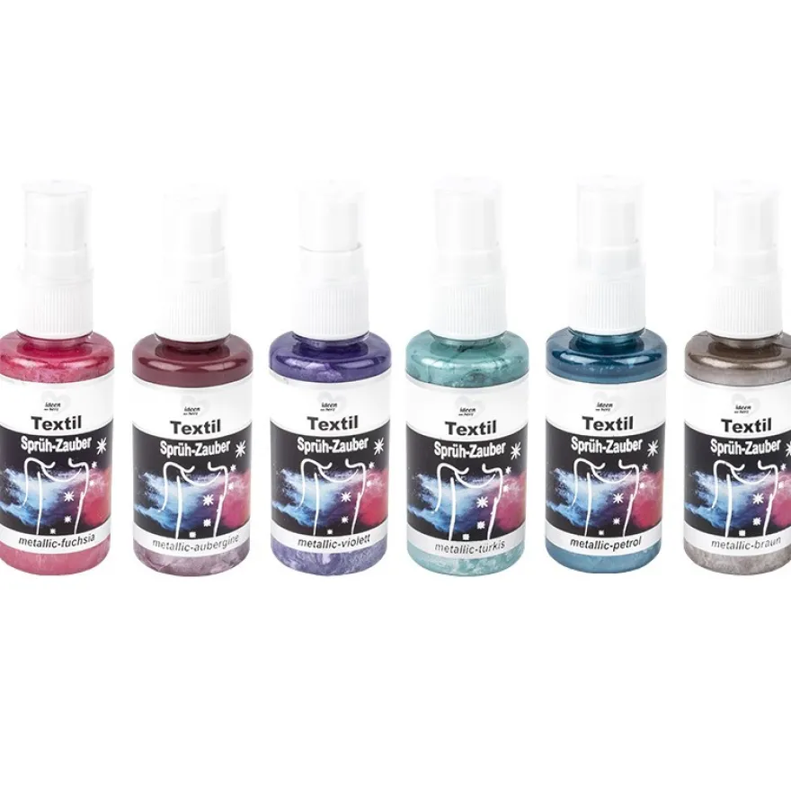 Textil-Sprüh-Zauber metallic 2/Textil-Sprühfarbe, 6 x 50ml, 6 Farben