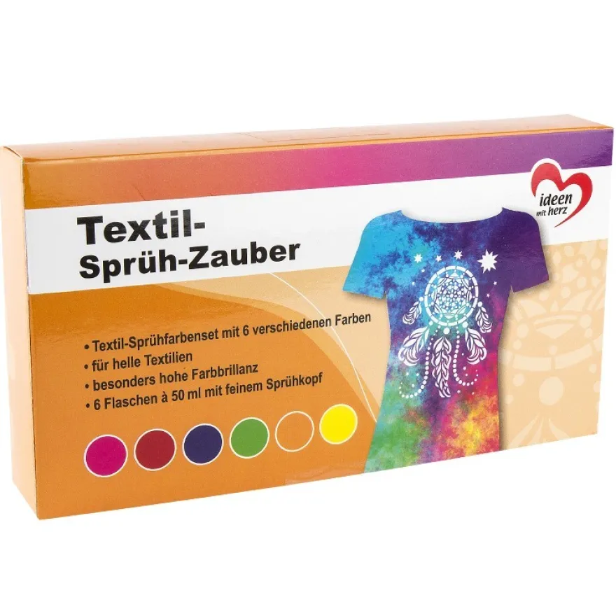 Textil-Sprüh-Zauber/Textil-Sprühfarbe, 6 x 50 ml, 6 Farben
