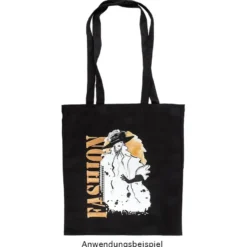 Textil-Tasche, 38cm x 42cm, mit zwei Lang-Henkeln, schwarz
