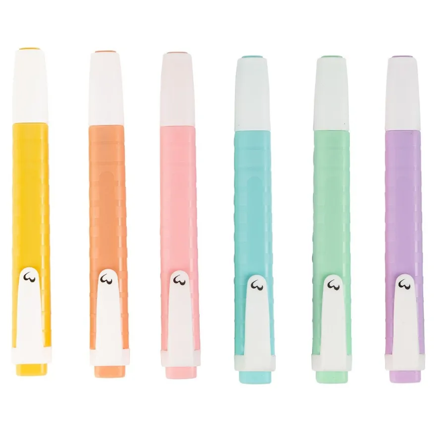 Textmarker, verschiedene Pastellfarben, transluzent, 6 Stück