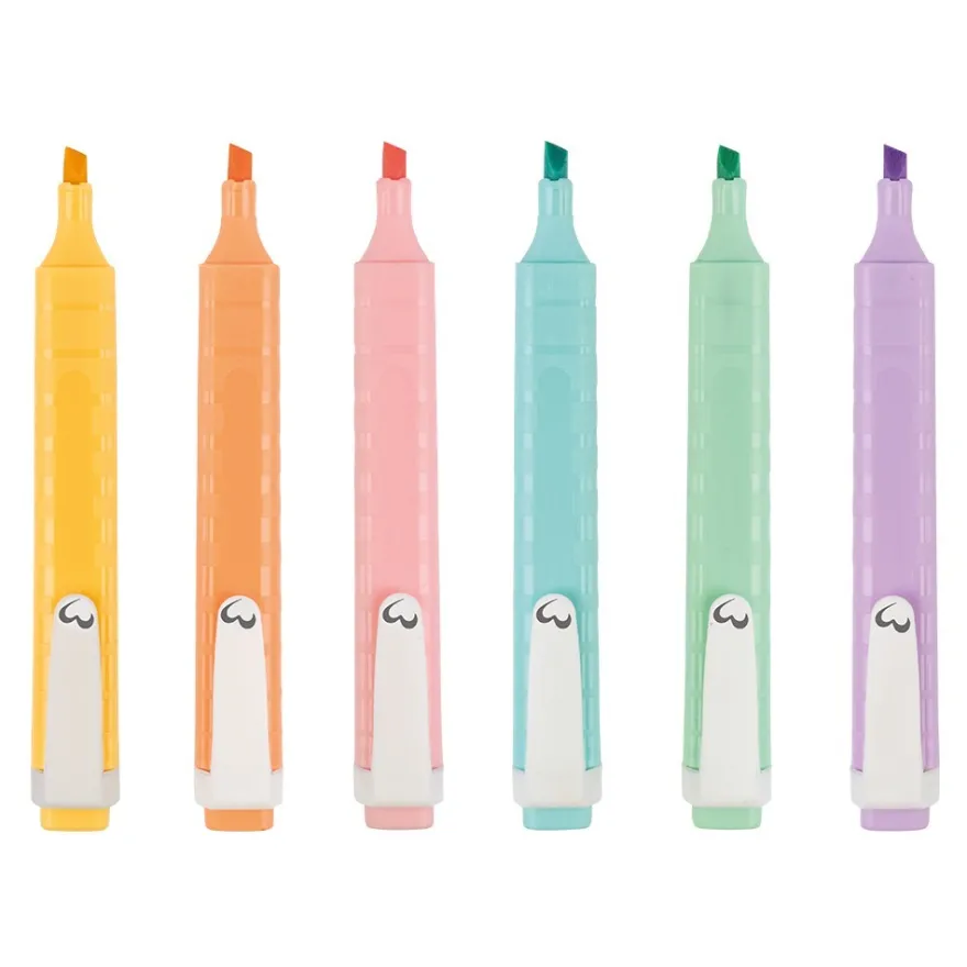 Textmarker, verschiedene Pastellfarben, transluzent, 6 Stück