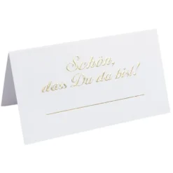 Tischkarten "Schön, dass du da bist" 1, 10cm x 9cm, Perlmuttkarton 300g/m², 50 Stück