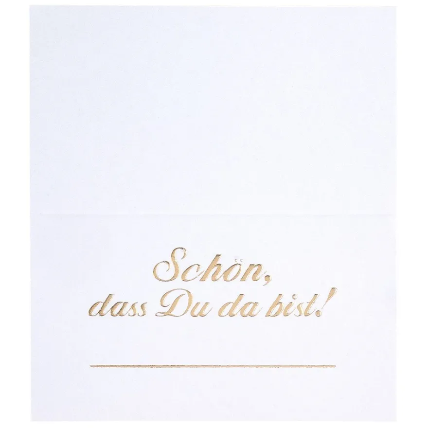 Tischkarten "Schön, dass du da bist" 1, 10cm x 9cm, Perlmuttkarton 300g/m², 50 Stück