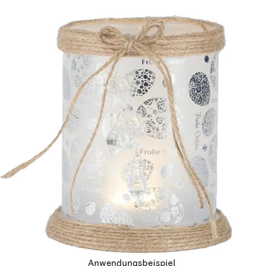 Tisch-Laternen, Ø 7,9cm, 10,3cm hoch, transparent/weiß, 5 Stück