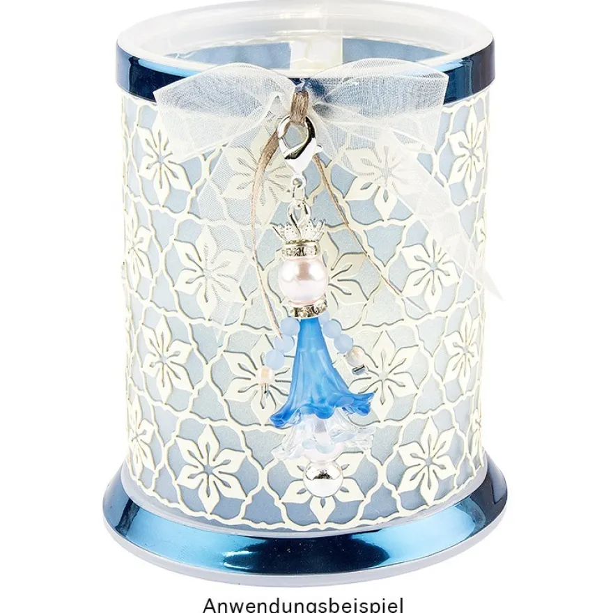 Tisch-Laternen, Ø 7,9cm, 10,3cm hoch, transparent/weiß, 5 Stück