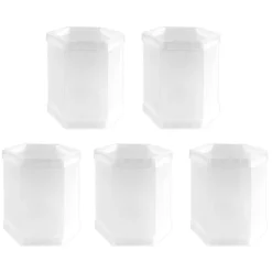 Tisch-Laternen, Hexagon, 10cm hoch, transparent-weiß, 5 Stück