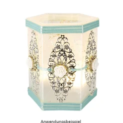 Tisch-Laternen, Hexagon, 10cm hoch, transparent-weiß, 5 Stück