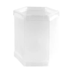 Tisch-Laternen, Hexagon, 10cm hoch, transparent-weiß, 5 Stück