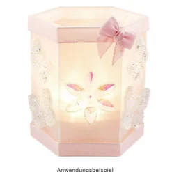 Tisch-Laternen, Hexagon, 10cm hoch, transparent-weiß, 5 Stück