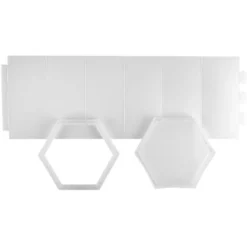 Tisch-Laternen, Hexagon, 10cm hoch, transparent-weiß, 5 Stück
