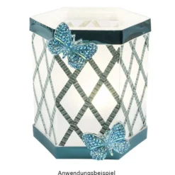 Tisch-Laternen, Hexagon, 10cm hoch, transparent-weiß, 5 Stück