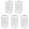 Tisch-Laternen, Quader, Laterne & Fuß: 8,5cm x 8,5cm, 20cm hoch, transparent-weiß,, 5 Stück