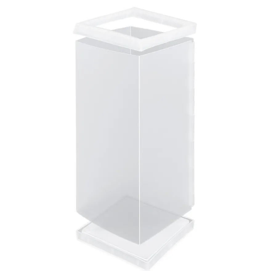 Tisch-Laternen, Quader, Laterne & Fuß: 8,5cm x 8,5cm, 20cm hoch, transparent-weiß,, 5 Stück