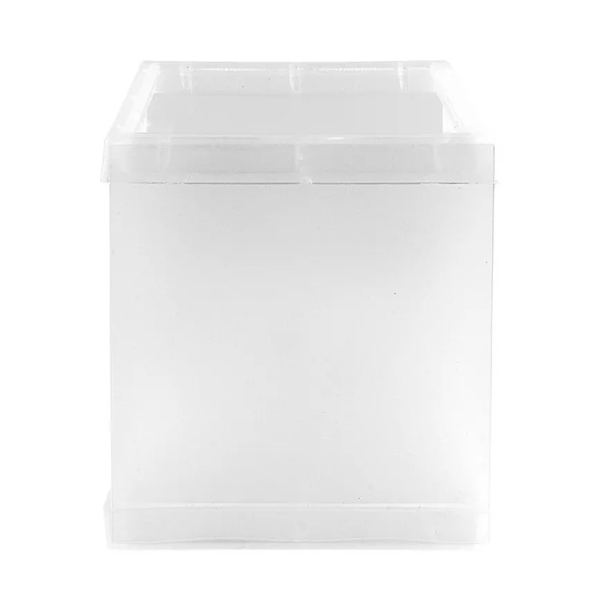 Tisch-Laternen, Quadrat, 10cm hoch, transparent-weiß, 5 Stück