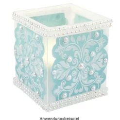 Tisch-Laternen, Quadrat, 10cm hoch, transparent-weiß, 5 Stück