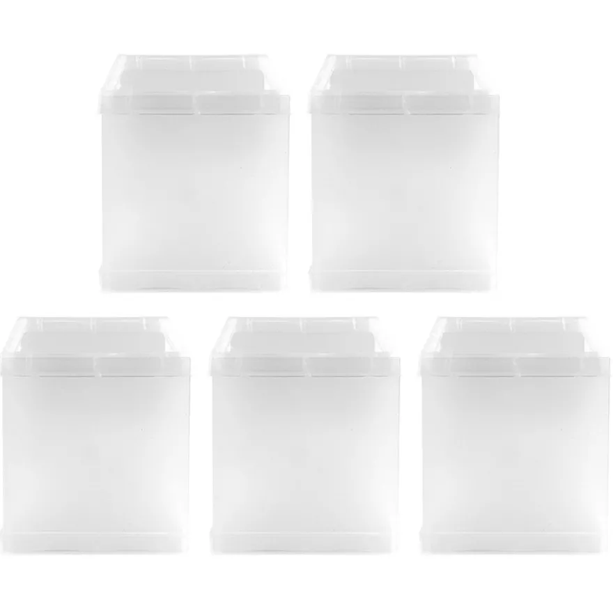 Tisch-Laternen, Quadrat, 10cm hoch, transparent-weiß, 5 Stück