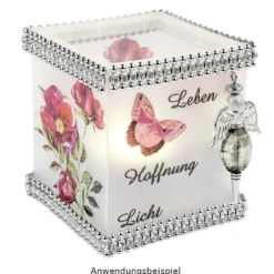 Tisch-Laternen, Quadrat, 10cm hoch, transparent-weiß, 5 Stück