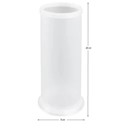 Tisch-Laternen, Zylinder, Laterne: Ø7,8cm, Fuß: Ø9cm, 20cm hoch, transparent-weiß, 5 Stück