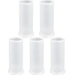 Tisch-Laternen, Zylinder, Laterne: Ø7,8cm, Fuß: Ø9cm, 20cm hoch, transparent-weiß, 5 Stück