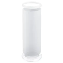 Tisch-Laternen, Zylinder, Laterne: Ø7,8cm, Fuß: Ø9cm, 20cm hoch, transparent-weiß, 5 Stück