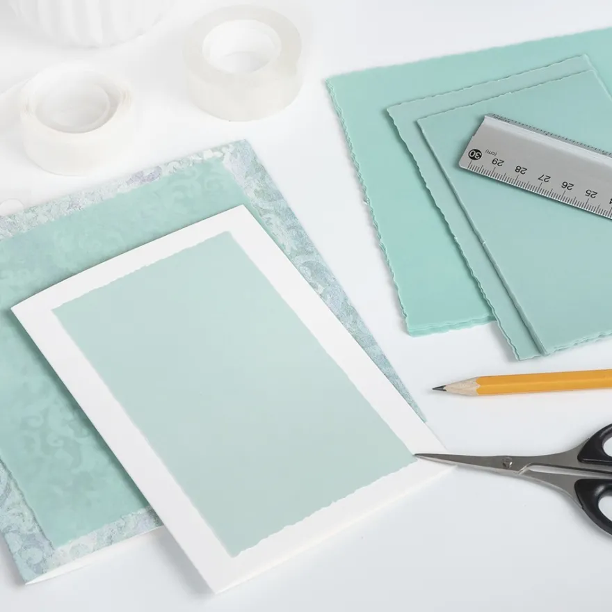 Transparentpapier-Aufleger, mit Büttenrand, 8cm x 13cm, 130g/m², mint, 20 Blatt