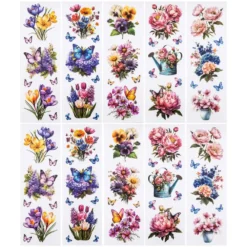 Transparent-Sticker, Blütenträume, verschiedene Designs, 10cm x 30cm, 10 Bogen
