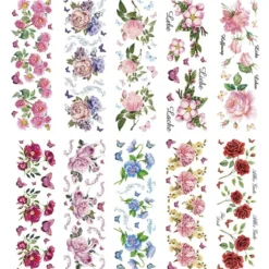Transparent-Sticker, Blumen, 10cm x 30cm, 10 Bogen