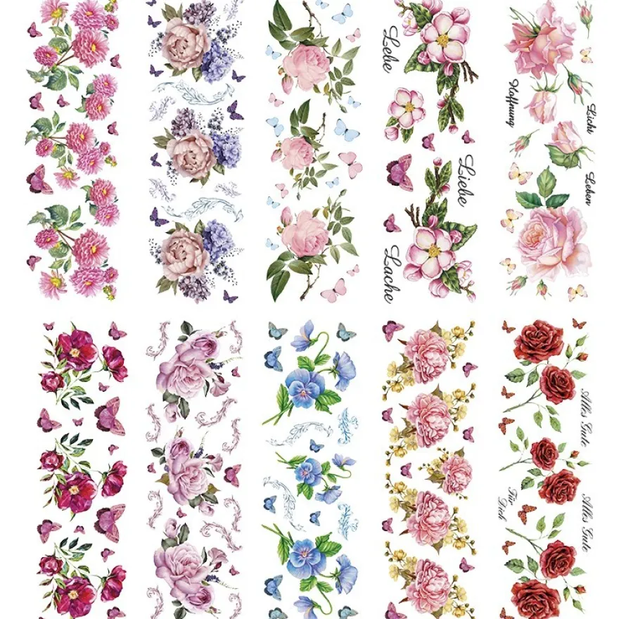 Transparent-Sticker, Blumen, 10cm x 30cm, 10 Bogen