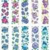 Transparent-Stickerbogen, Blumen in Blau-Violett, 10cm x 30cm, 10 Bogen