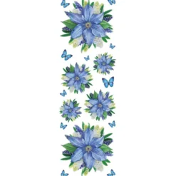 Transparent-Stickerbogen, Blumen in Blau-Violett, 10cm x 30cm, 10 Bogen