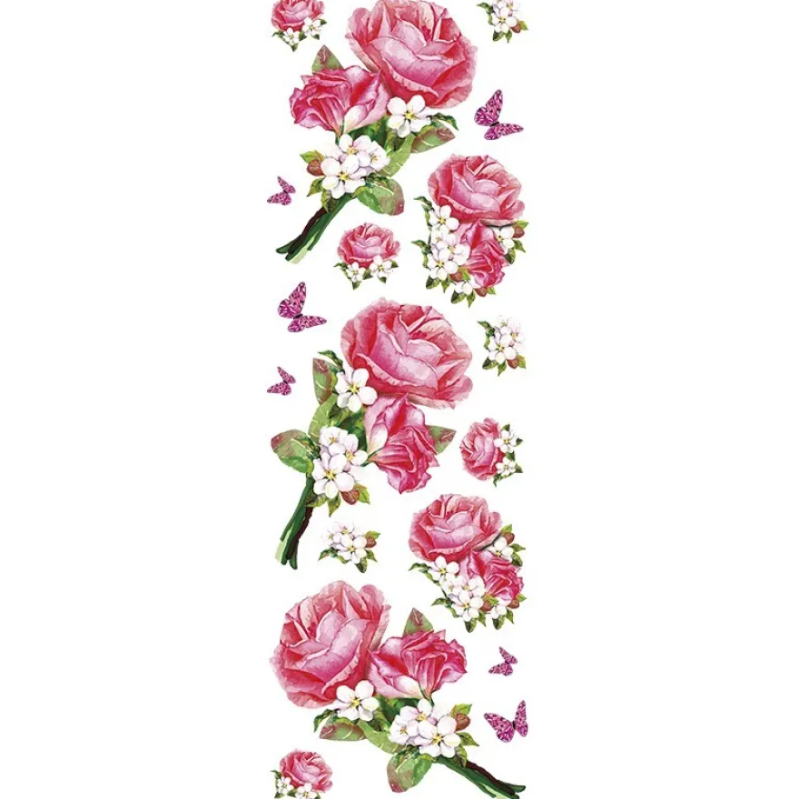 Transparent-Stickerbogen, Blumen-Sträußchen, 10cm x 30cm, 10 Bogen