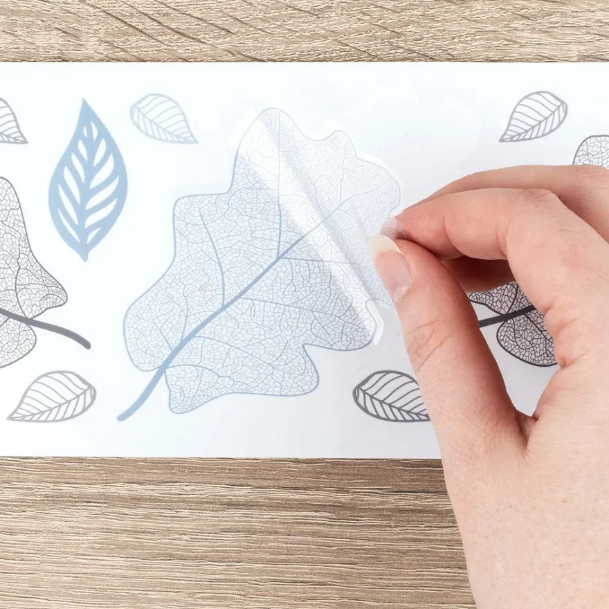 Transparent-Stickerbogen, Blätter, verschiedene Designs, 10cm x 30cm, 10 Bogen
