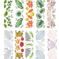 Transparent-Stickerbogen, Blätter, verschiedene Designs, 10cm x 30cm, 10 Bogen