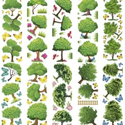 Transparent-Stickerbogen, Bäume, 10cm x 30cm, 10 Bogen