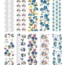 Transparent-Stickerbogen, Edelweiß & Spitze, verschiedene Designs, 10cm x 30cm, 10 Bogen