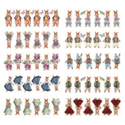 Transparent-Stickerbogen, Hasenpaare, verschiedene Designs, 10cm x 30cm, 10 Bogen