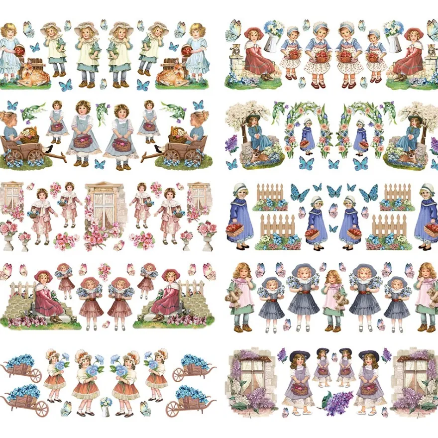 Transparent-Stickerbogen, Kinder, verschiedene Designs, 10cm x 30cm, 10 Bogen