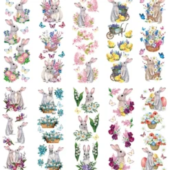 Transparent-Stickerbogen, Niedliche Hasen, verschiedene Designs, 10cm x 30cm, 10 Bogen