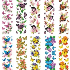 Transparent-Stickerbogen, Schmetterlinge auf Zweigen, 10cm x 30cm, 10 Bogen