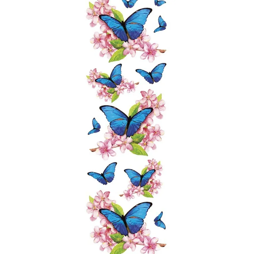 Transparent-Stickerbogen, Schmetterlinge auf Zweigen, 10cm x 30cm, 10 Bogen