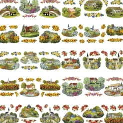 Transparent-Stickerbogen, Sommerdörfer, 10cm x 30cm, 10 Bogen