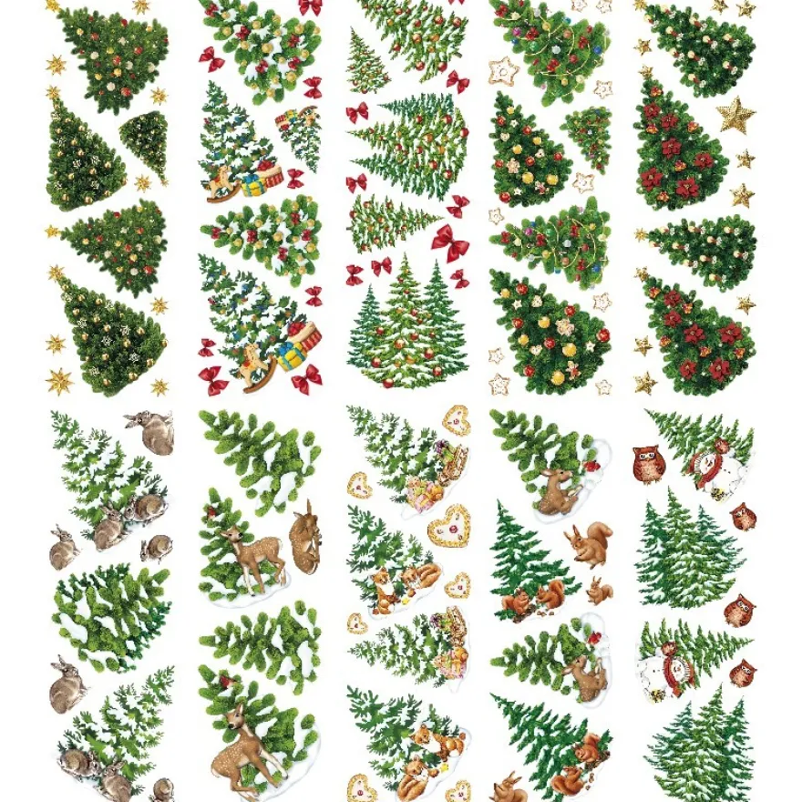 Transparent-Stickerbogen, Tannenbäume, 10cm x 30cm, 10 Bogen