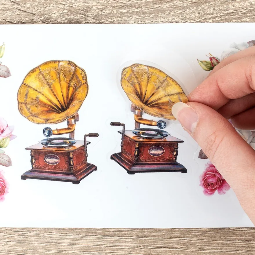 Transparent-Stickerbogen, Vintage Rosengrüße, verschiedene Designs, 10cm x 30cm, 10 Bogen