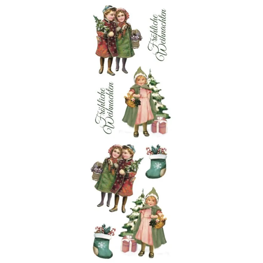 Transparent-Stickerbogen, Wichtel, Schneemänner & Winterkinder, versch. Designs, 10cmx30cm, 10 Bogen