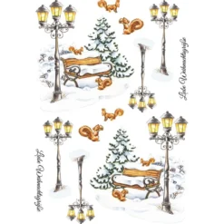 Transparent-Stickerbogen, Winterlaternen, verschiedene Designs, mit Veredelung, DIN A4, 10 Bogen