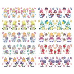 Transparent-Stickerbogen, Wichtel im Frühjahr, verschiedene Designs, 10cm x 30cm, 10 Bogen