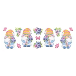 Transparent-Stickerbogen, Wichtel im Frühjahr, verschiedene Designs, 10cm x 30cm, 10 Bogen