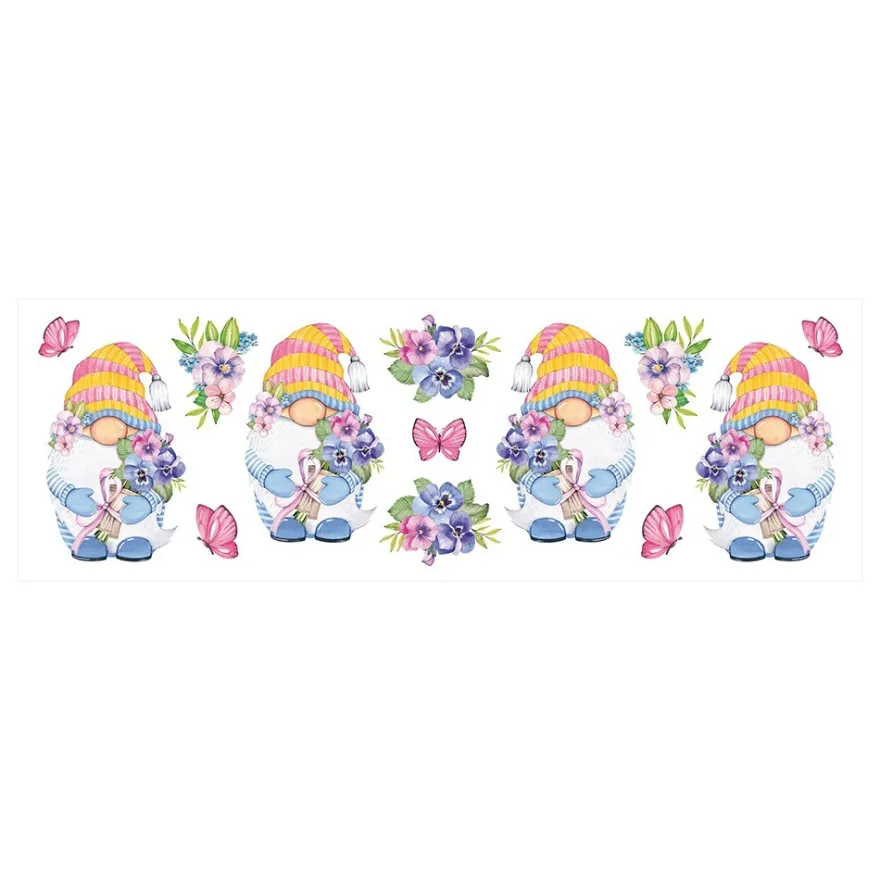Transparent-Stickerbogen, Wichtel im Frühjahr, verschiedene Designs, 10cm x 30cm, 10 Bogen