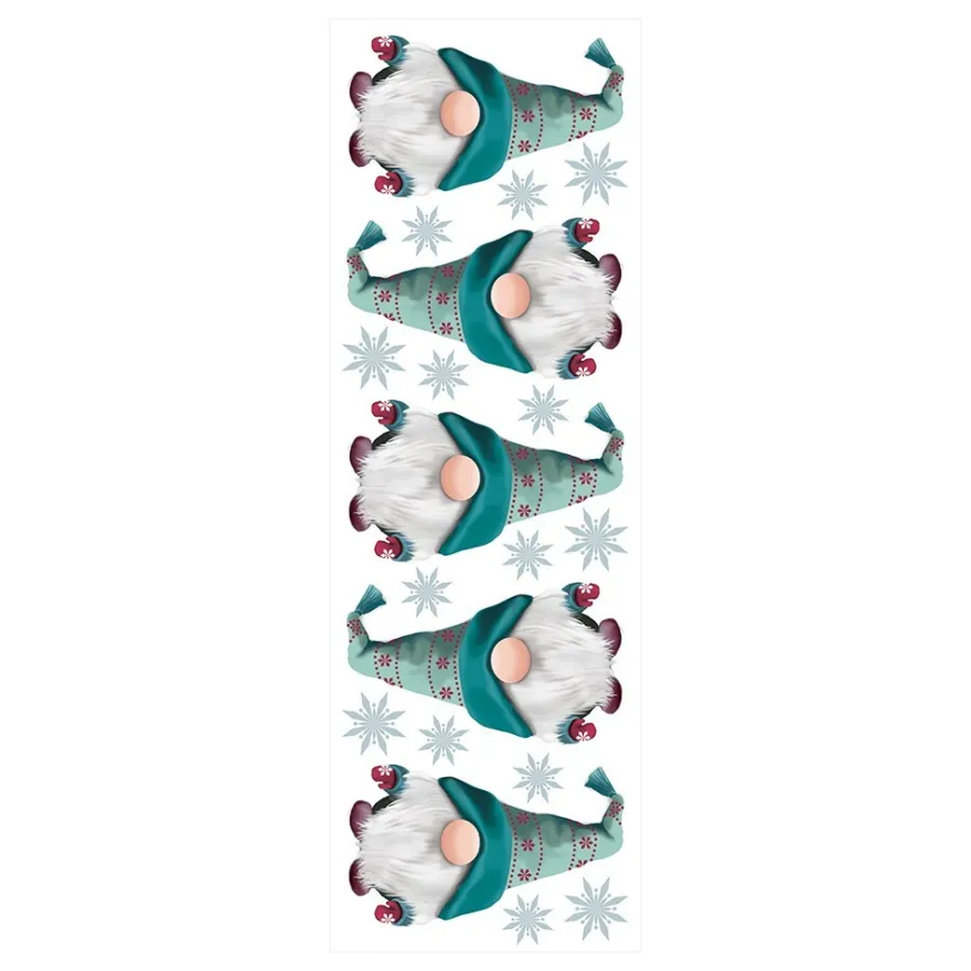 Transparent-Stickerbogen, Winter-Wichtel, verschiedene Designs, 10cm x 30cm, 10 Bogen