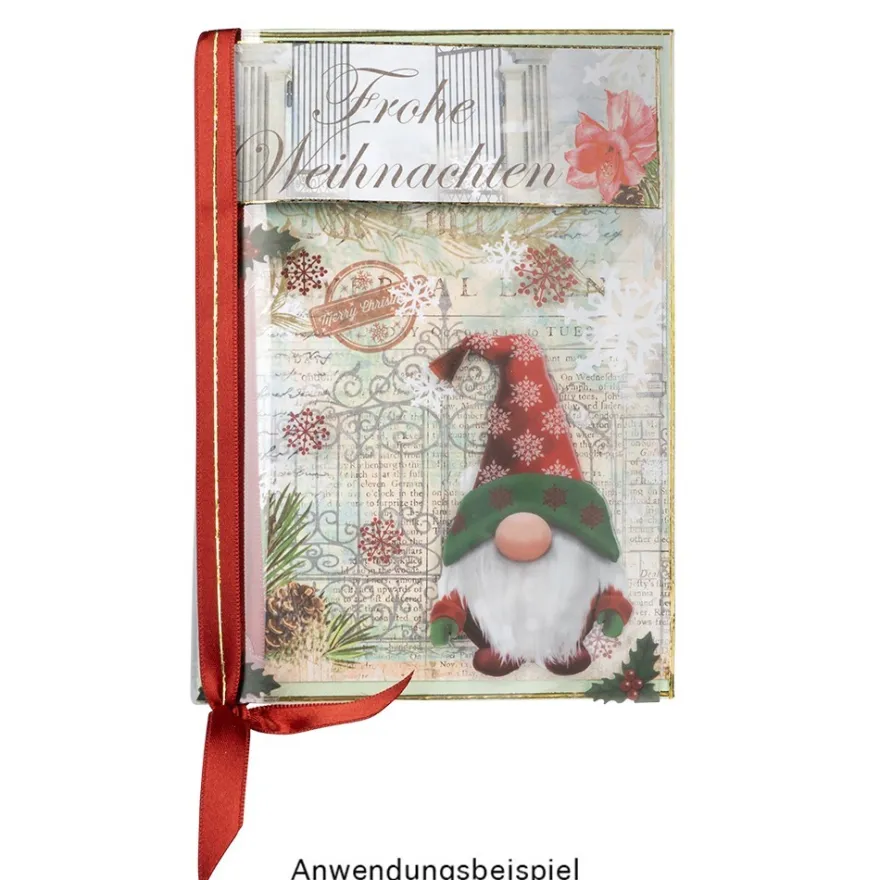 Transparent-Stickerbogen, Winter-Wichtel, verschiedene Designs, 10cm x 30cm, 10 Bogen